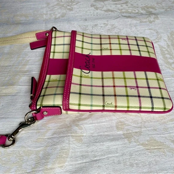 Coach Heritage Tattersall Pink Plaid Crossbody Bag - Picture 5 of 16